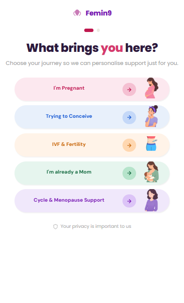 Personalize your health journey screen